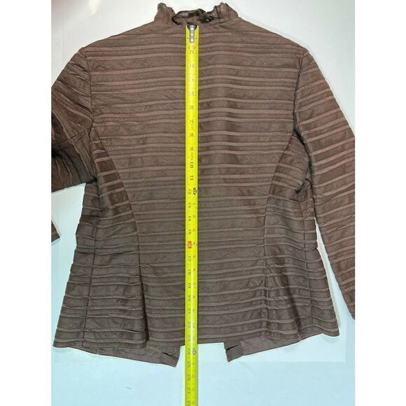 Lafayette 148 Brown Blazer Jacket Size 8 Hook Ruffle Linen Blend Dressy Feminine - Picture 9 of 12